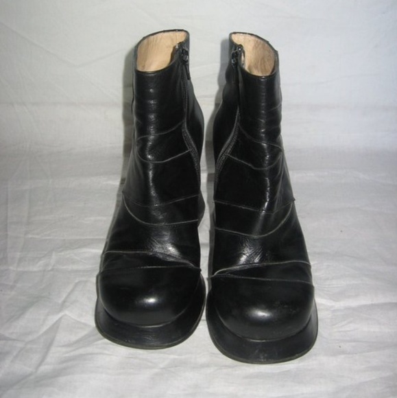 VTG Enigma Black Leather Ankle Retro Mod Boots - Picture 3 of 4